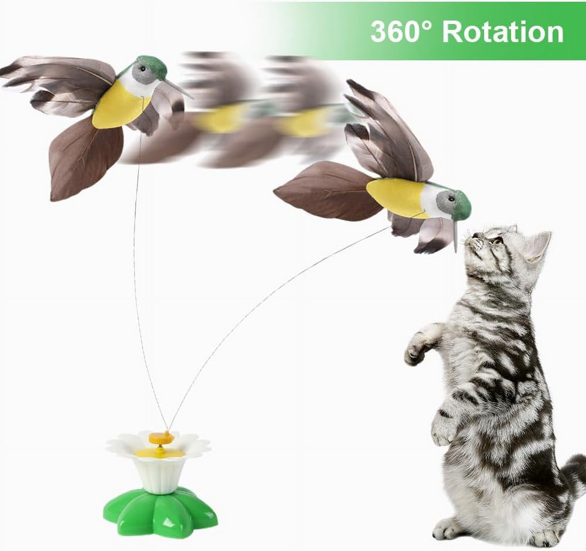 ABPETE Interactive Bird Toy for Cats, 360 Degree Rotatable Electric Flying Birds Cat Toy, Simulation Bird Interactive Toy for Cats Kitten Play Chase(4 PCS)