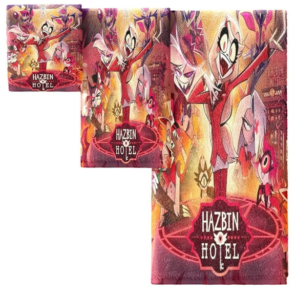 Hazbin Hotel Bath Towel Set (3 pcs),bath, hand, and beach towels.