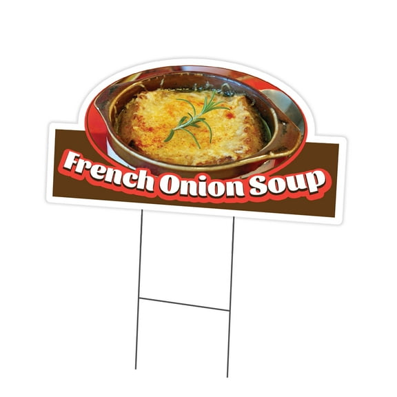 French Onion Soup 12" x 16" Yard Sign & Stake | Advertise Your Business | Stake Included Double Sided Image | Made in The USA