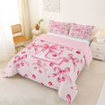 thumbnail image 2 of Manfei 3D Cartoon Cute Cherries Full Size Comforter Sets For Girls,Bowknot Letter E Initial Monogram Bedding Sets,Pink Reversible,3pcs, 2 of 7