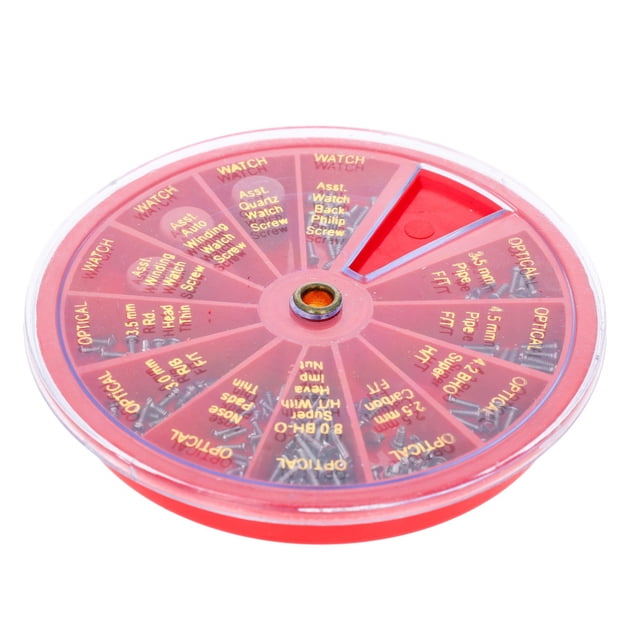 Universal 250 Piece Universal Eye Glasses And Watch Repair Screw Kit Revolving Organizer
