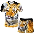 thumbnail image 1 of Conjuntos de ropa de tigre para niños y niñas, camisetas de verano para niños + pantalones cortos de cintura elástica, ropa informal de dos piezas de dibujos animados, trajes 8T Gao Jinjia LED, 1 of 2
