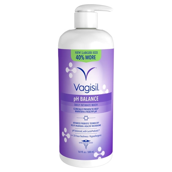 Vagisil Feminine Wash for Intimate Area Hygiene, pH Balance, Gynecologist Tested, Hypoallergenic, 16.9 fl oz,