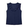 thumbnail image 3 of WRFWUL Womens Cotton Linen Sleeveless Tank Tops Trendy Ruffle V Neck Button Down Vest Elegant Casual Summer Gauze Blouses, 3 of 5