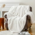 thumbnail image 6 of Battilo White Faux Fur Throw Blanket,Cozy Warm Plush Fuzzy Bed Throws,Ivory Fur Blanket,60"x80", 6 of 8