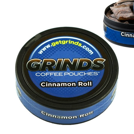 Grinds Coffee Pouches - 6 Cans - Cinnamon Roll - Tobacco Free Healthy