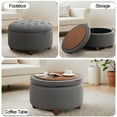 thumbnail image 6 of 24'' Round Ottoman with Storage, Modern Tufted Fabric Storage Ottoman with Removable Top for Living Room, Bedroom, Drak Gray, 6 of 8