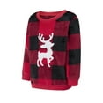 thumbnail image 2 of Musuos Matching Family Christmas Sweatshirts Long Sleeve Round Neck Reindeer Graphic Pullovers Plaid Tops, 2 of 9