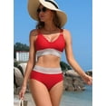 thumbnail image 4 of Asoul Womens Double Straps Bikini Swimwear High Waisted Two Piece Swimsuits, 4 of 6