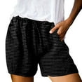 thumbnail image 4 of GZWYHT Shorts for Women Cotton Shorts Women's Summer Cotton Casual Striped Shorts Pocket Pants Lounge Pants Women Comfy Pants Women Black L, 4 of 5