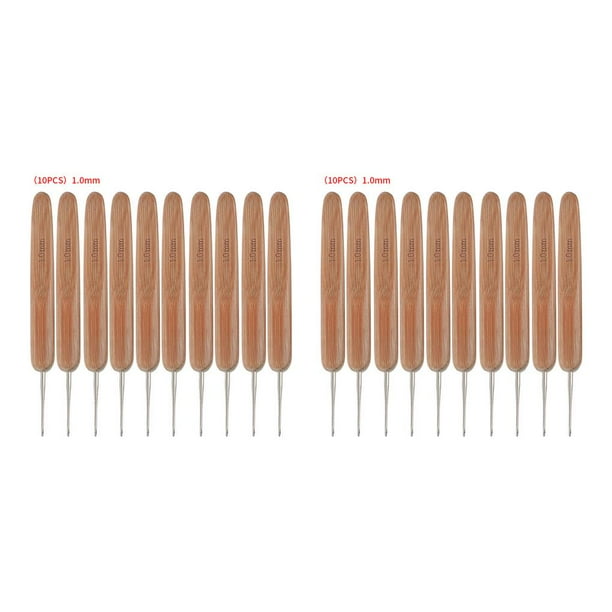 Ganchos de ganchillo Monstrate 10 unids/set mango de bambú costura 1 cabeza 1,0 mm 2 piezas