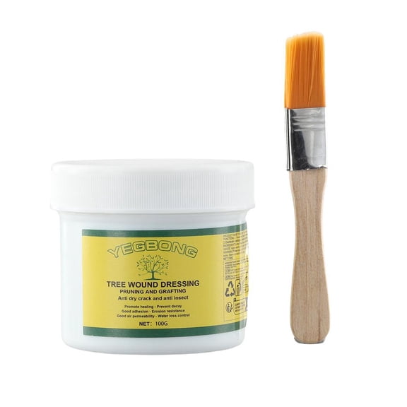 100g Professional Tree Wound Sealer & Pruning Sealant with Brush Grafting Wax for Damaged Trees, Bonsai, Shrubs Prevents Disease & Promotes Healing (Natural Formula, Indoor/Outdoor Use)