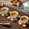thumbnail image 2 of Shoreew 6Pcs Wooden Coasters Absorbent Protective Drink Coasters with Holder Tea Tray Checkerboard Coaster Set for Table Protection, 2 of 6