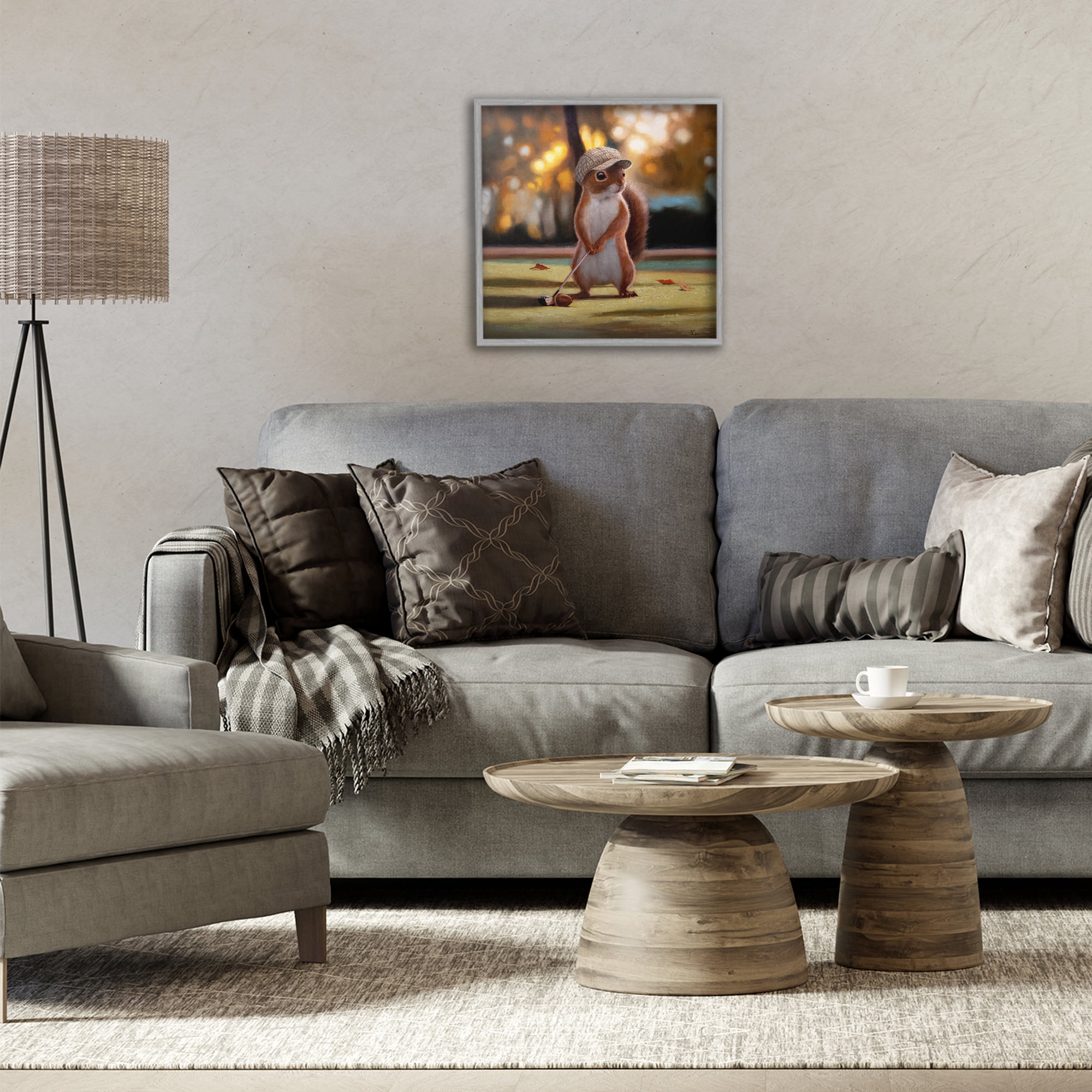 Stupell Industries Golf Nut Squirrel Gray Framed Giclee Art, design by Lucia Heffernan