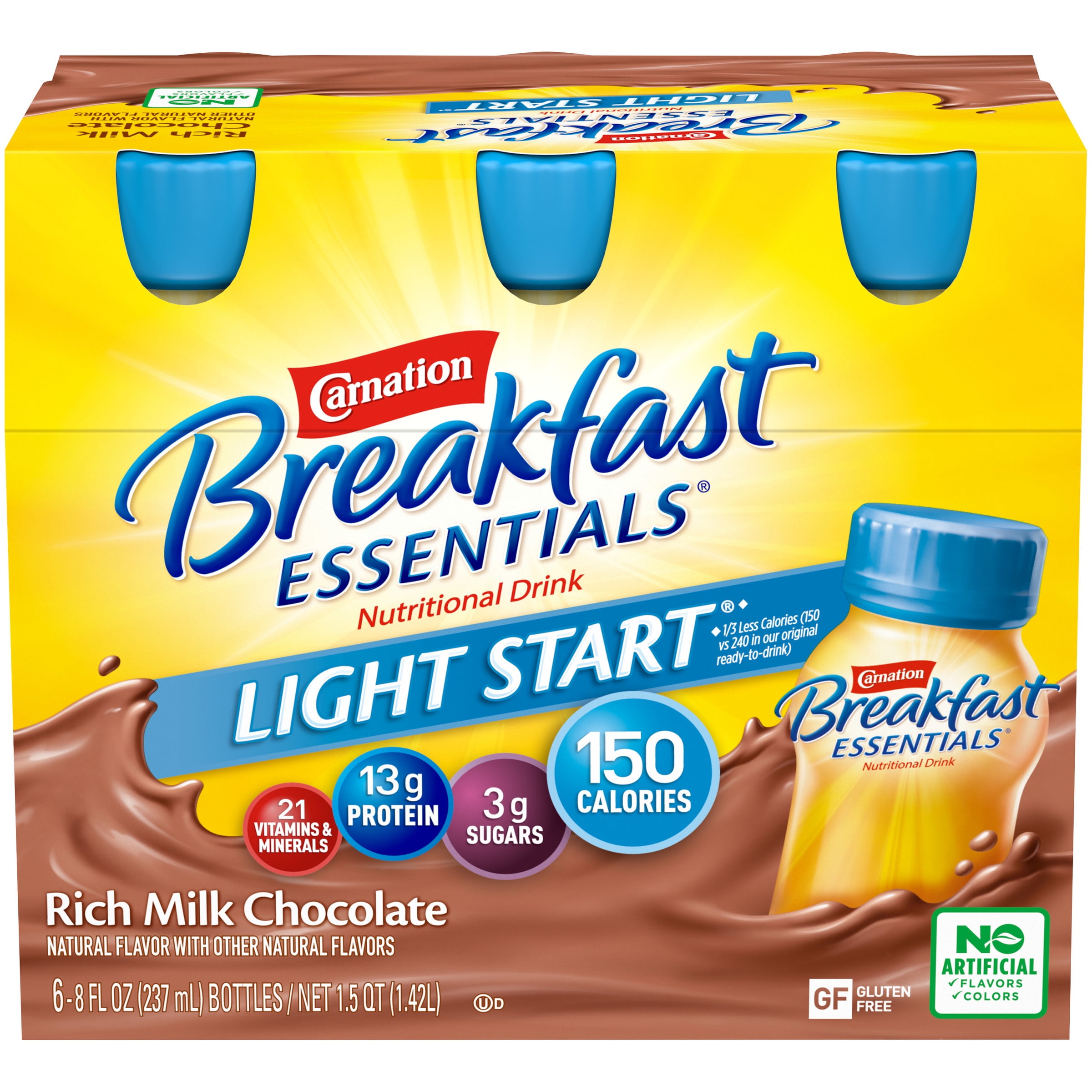 CARNATION BREAKFAST ESSENTIALS LIGHT START Rich Milk Chocolate 68 fl