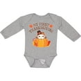 thumbnail image 3 of Inktastic My 1st Thanksgiving Cute Owl in Pumpkin Boys or Girls Long Sleeve Baby Bodysuit, 3 of 5