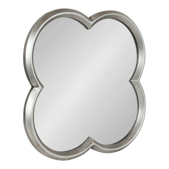 Kate and Laurel Krisi Glam Scalloped Wall Mirror, 28 x 28, Silver, Decorative Scallop Shaped Mirror with Irregular Flower Shaped Frame and Traditional Finish