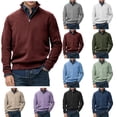 thumbnail image 5 of CONZONE Mens Pullover Sweatshirts Long Sleeve Sweatshirt for Men Trendy Solid Color Quarter Zip Stand Collar Fall Hoodie Sweatshirt, 5 of 5