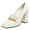 White, variant on FSJ Women Dress Square Closed Toe Loafer Shoes Comfort Chunky High Heeled Pumps with Chain Decor Soft Color All Seasons for Lady