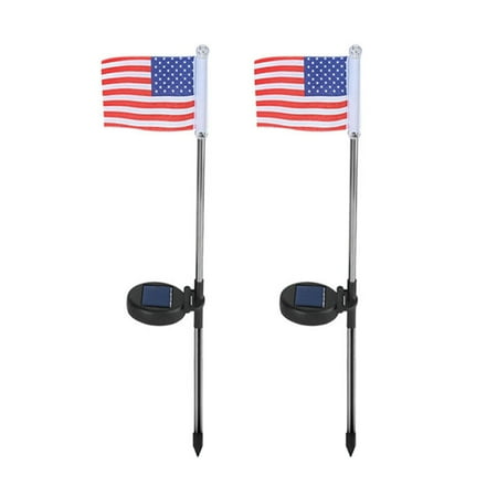 

CuiYou 2Pcs/Set Flag Stake Lamp 2 LEDs Solar Powered Portable Outdoor Waterproof Flag Landscape Light for Garden