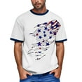 thumbnail image 2 of Men's Retro American Flag Raglan Shirt, Three-Button Design with Breathable Fabric for Casual and Sporty Looks ,Blue XL, 2 of 5