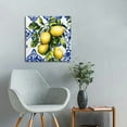 thumbnail image 5 of Chilfamy Lemons Blue And White Tile Canvas Wall Art Decor 12x12in, 5 of 6