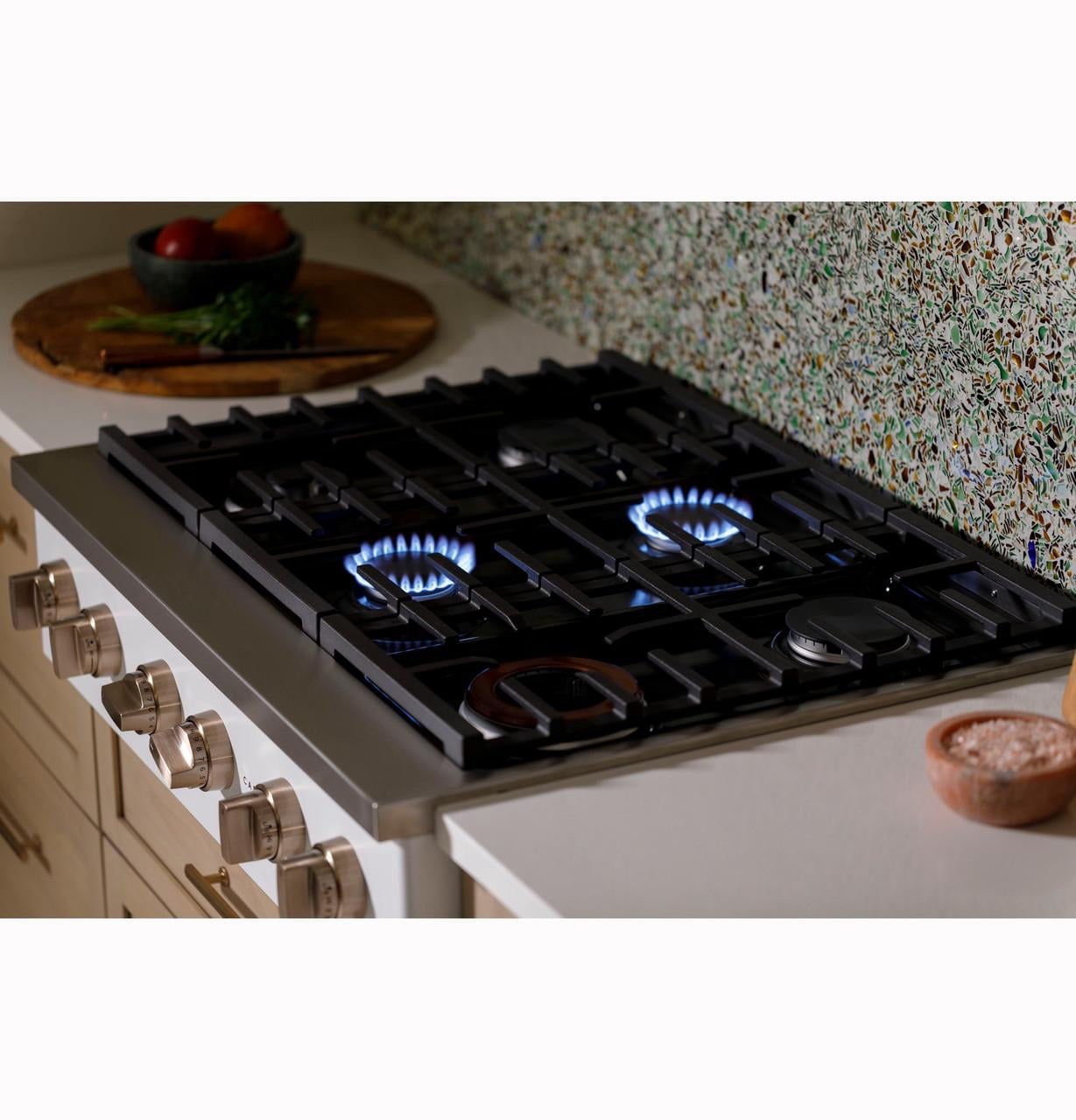 36 Inch Commercial-Style Gas Rangetop with 6 Sealed Burners, Continuous Grates, Tri-Ring Burner
