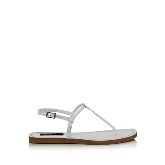 AQUA Womens White T-Strap Zen Round Toe Buckle Thong Sandals Shoes 6 M