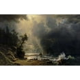 thumbnail image 2 of Bierstadt, Albert 14x10 Black Ornate Wood Framed with Double Matting Museum Art Print Titled - Puget Sound of the Pacific Coast, 1870, 2 of 4