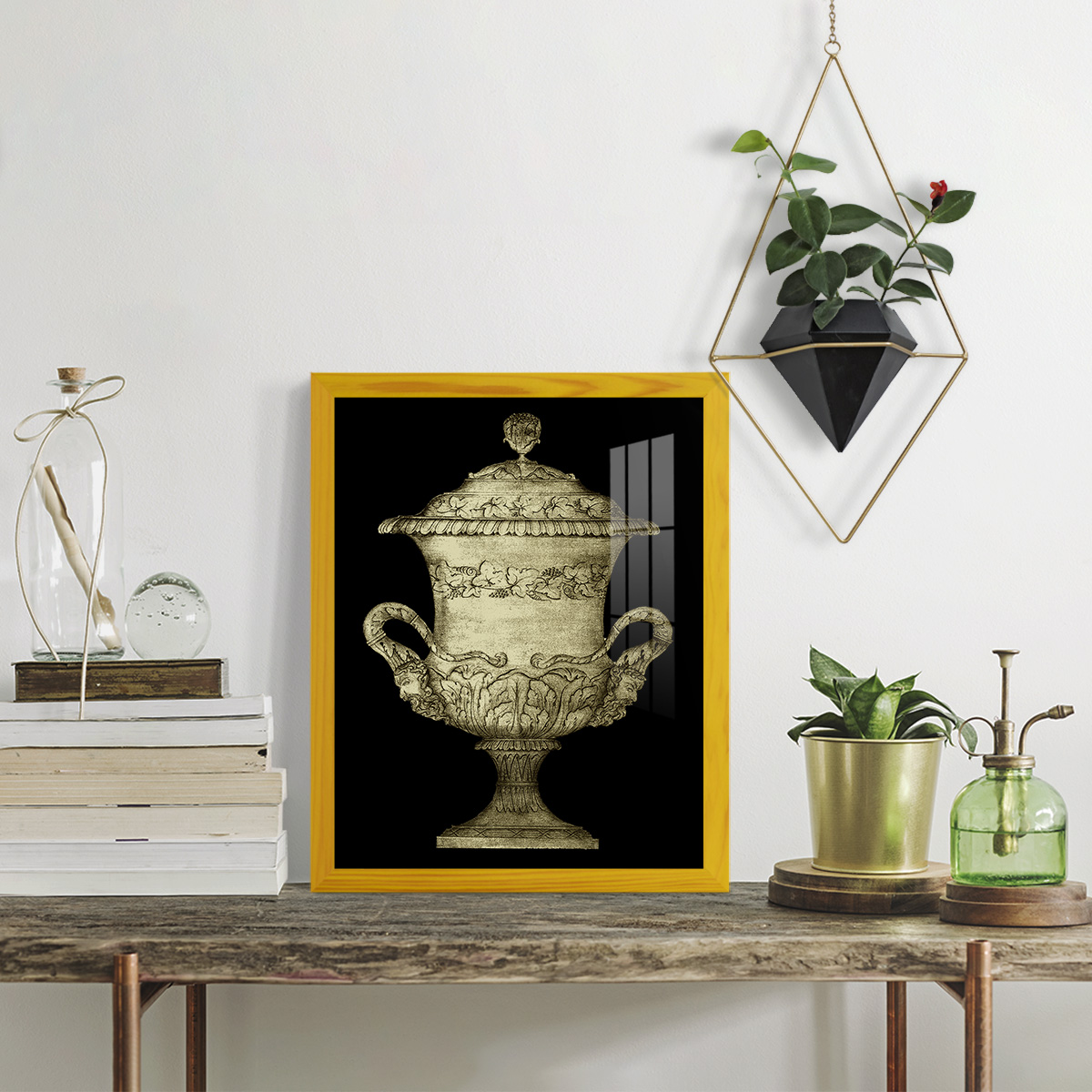 Garden Antiquities IV -Framed Print w/glass-Sunflower Yellow