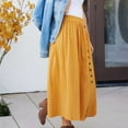 thumbnail image 3 of Women's Summer Front Button Midi Skirts Casual High Elastic Waist A Line Pleated Midi Skirts, 3 of 8