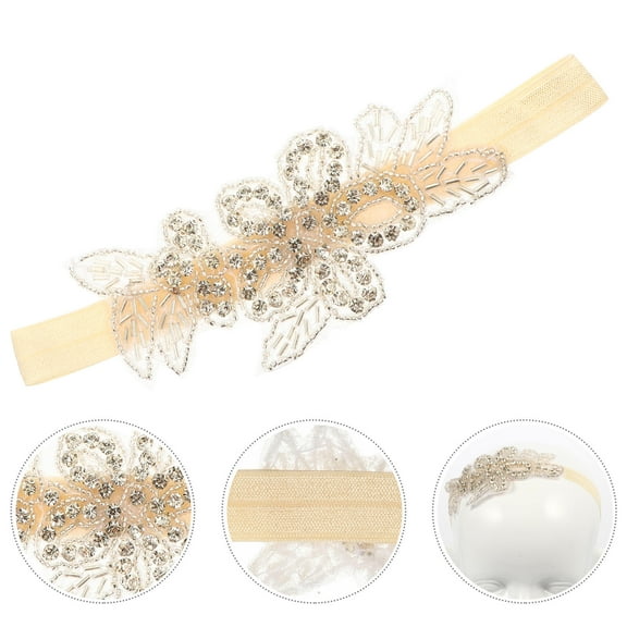 Milisten Toddler Headband Rhinestone Headband Beige 1Pack