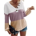thumbnail image 1 of Top con cuello en V para mujer, Top de poliéster con manga larga acampanada, escote con botones, decoración informal, Top ajustado ZZ203S3146 blanco L, 1 of 5