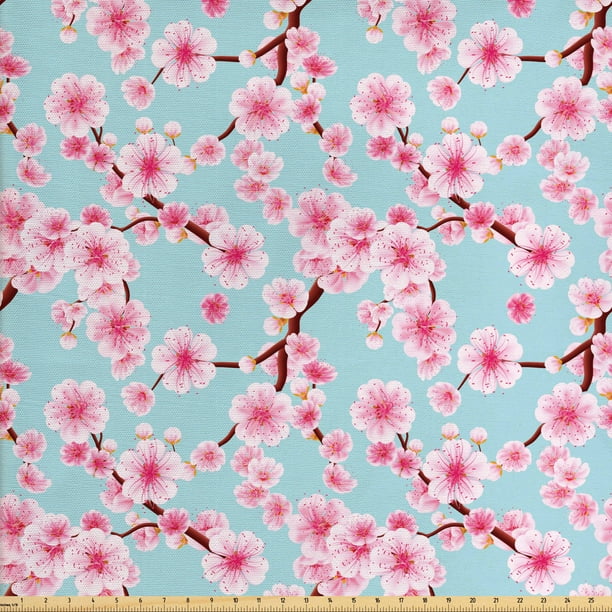 Cherry Blossom Fabric by The Yard, Inspirational Seasonal Flower Garden