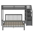 thumbnail image 4 of Twin over Full Bunk Bed,L-Shaped Bunk Bed with Stairs and Storage Shelf,Solid Wood Bunk Bed Frame with Full-Length Guardrail for Teens, No Spring Box Needed, Mattress Not Included,Gray, 4 of 7
