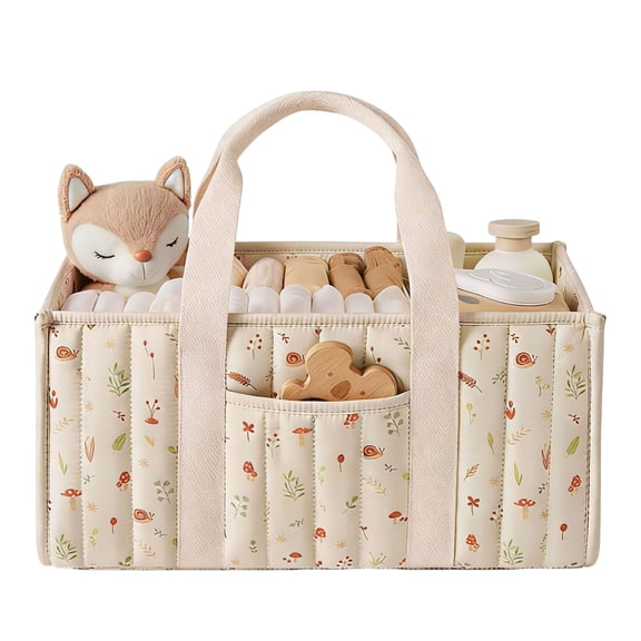 Hersfrd Baby Woodland Diaper Caddy Organizer Large Capacity Baby Diaper Organizer Multi-pocket Diapers Storage Bag for Newborn(snail)