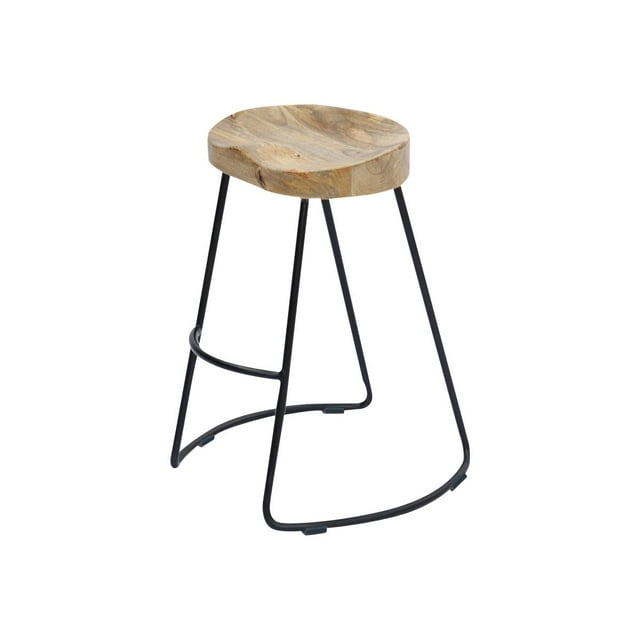 The Urban Port Antique Colonial Classy Wooden Barstool with Iron Legs (Long)