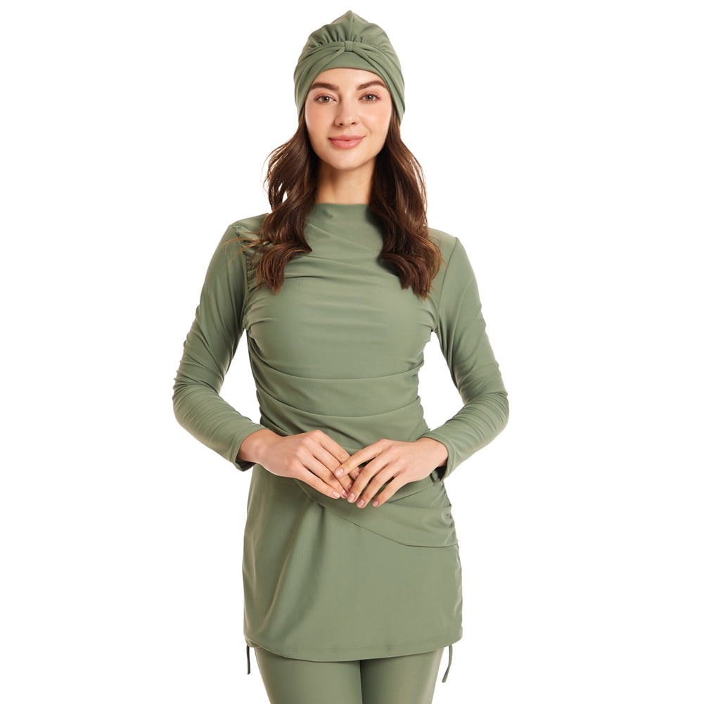Maillot De Bain Femme Deux Pièces Manches Longues – Shorty Et Top Rash Guard – Fermeture éclair, Contrôle Ventre – Style Hawaïen - 7