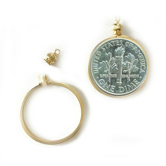 Coin Holder Bezel for USA Dime 10 cent Gold Plated Pack of 2