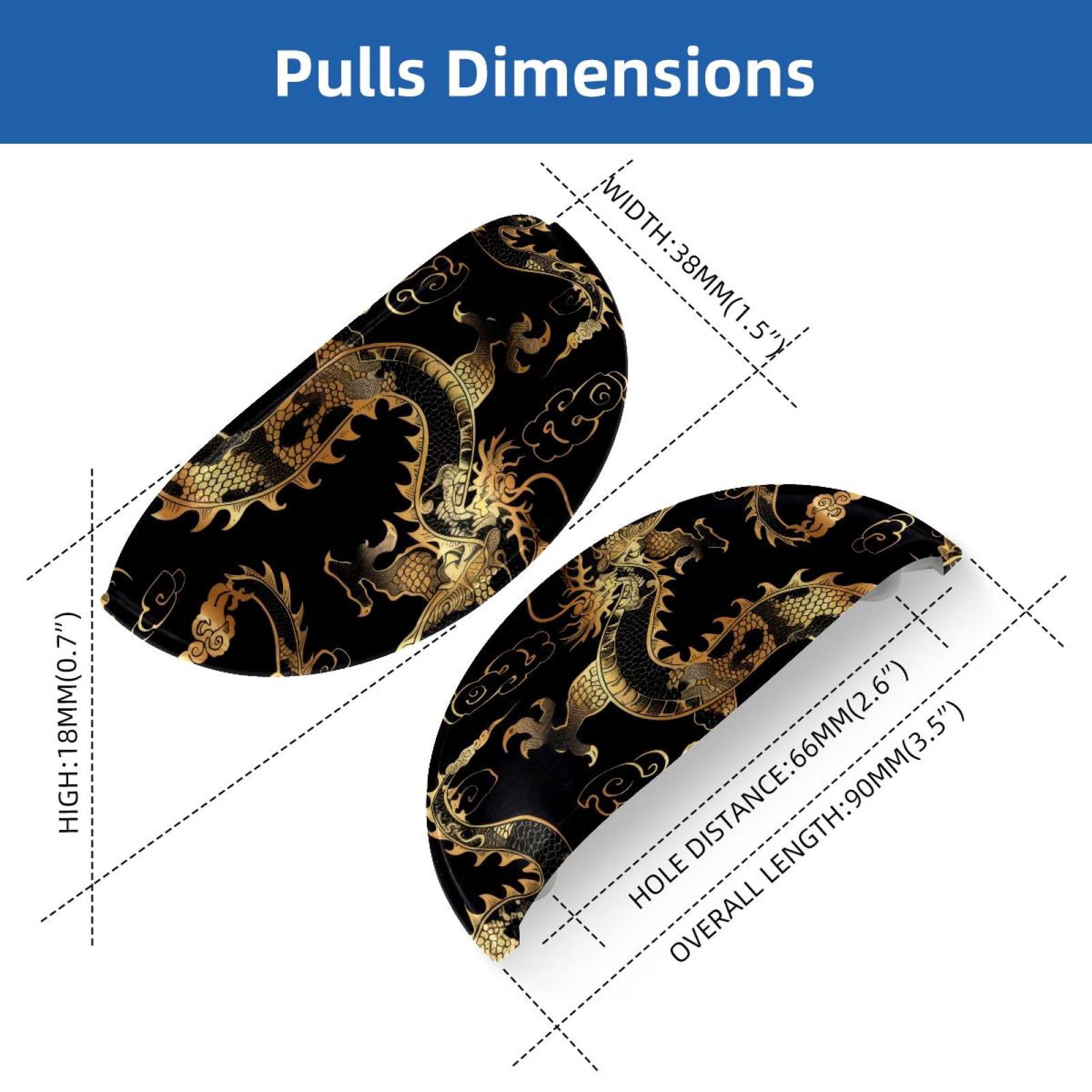 PhooArto 6 Pcs Cup Drawer Pulls, Chinese Golden Dragon Silhouette Shell Shape Handles Cabinet Knobs for Dresser Cupboard Closet Wardrobe with Screws