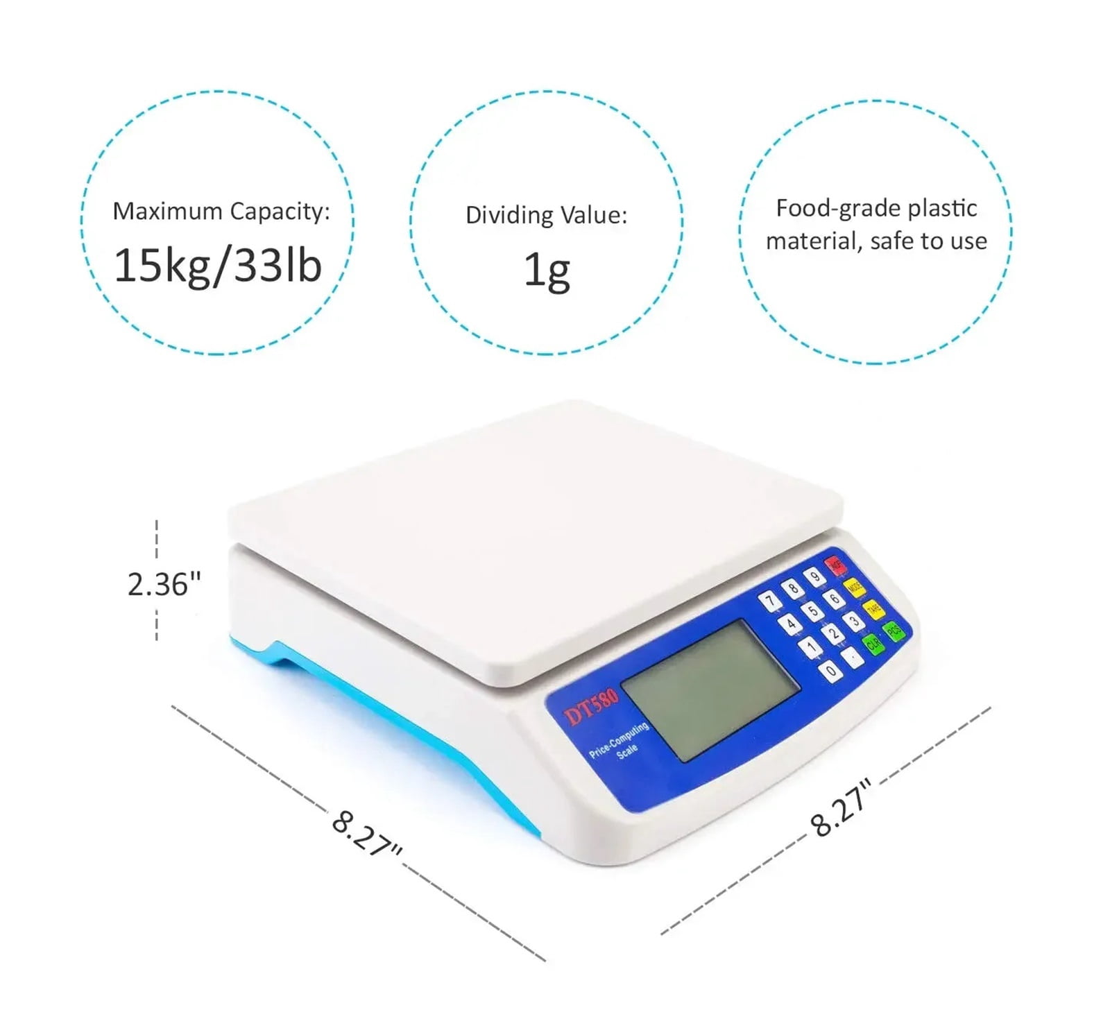 30KG / 1G Precision LCD Digital Scale, Electronic Balance Weight Scale Plastic Weight Scale, Accuracy Weight Balance Food Scales ,High Precision