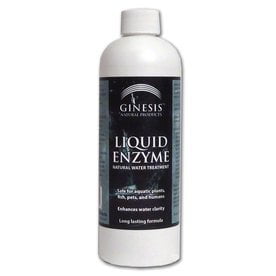 - Ginesis Liquid Enzymes, Natural Lake and Pond Cleaner and Clarifier for Water Gardens, Koi Ponds, Fish Ponds Fountains, and Water Features. Safe Chemical Alternative. 8 ounces