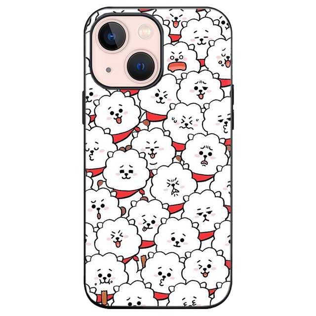 Bts Lindo Teléfono Caso Compatible Para iPhone 11 12 13 Pro X XS XR 7 8 6 Plus SE 2020 BT21 Dibujos Animados Suave TPU Carcasa Negra