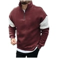 thumbnail image 2 of Handshe Men's Color-Block Mandarin Collar Zip-Up Sweatshirt for Casual, Travel and Daily Use, 2 of 5