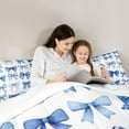 thumbnail image 5 of Manfei Chic Bowtie Bow Full Size Comforter Sets,Cute Bowknot Ribbon Bedding Comforter Set,Blue White Bedding Sets For Girls Teens,Super Cozy Room Decor,3 Pieces, 5 of 8
