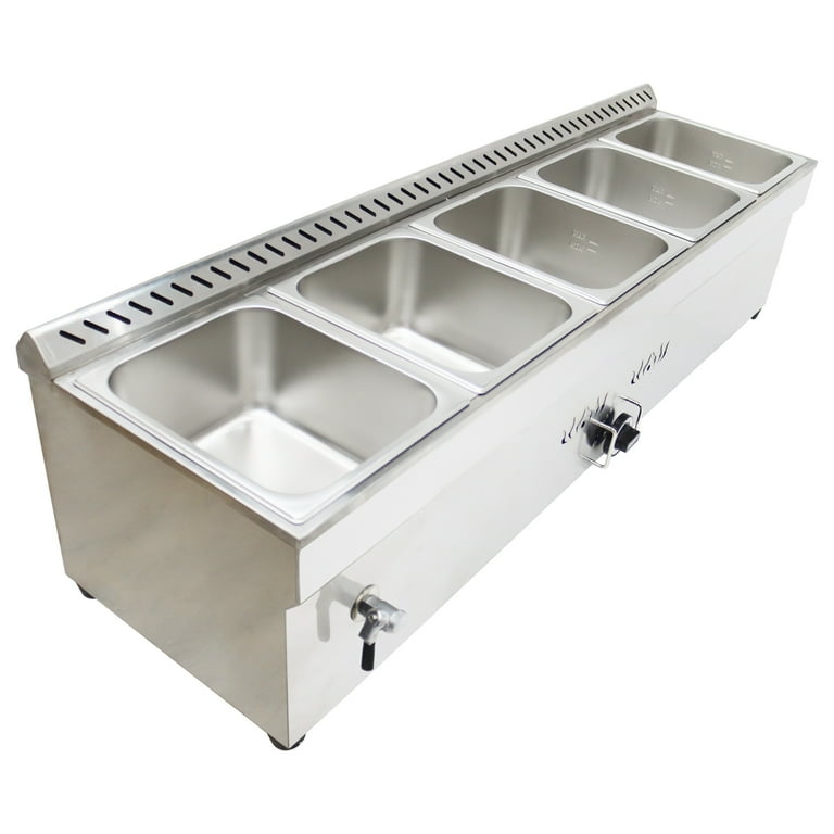 PreAsion Propane Gas Commercial Food Warmer, 5-Pan Stainless Steel