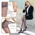 thumbnail image 4 of G&Y Women's Sheer Tights - 20D Control Top Pantyhose with Reinforced Toes, 3 Pairs, Gray, M, 4 of 6