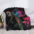 thumbnail image 3 of Uemuo Colorful Plant Turtle A Printed Throw Blanket for Couch, Fluffy Fuzzy Blankets for Bed, Sofa, Cozy Flannel Faux Fur Blanket-60"x50", 3 of 6