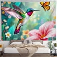 thumbnail image 4 of RKSupls Spring Tapestry Wall Art, Hummingbird with Pink Flower Hanging Tapestry Decoration for Happy New Year Bedroom, Living Room, Dorm, Apartment Hallway Home Decor,90*60in, 4 of 5