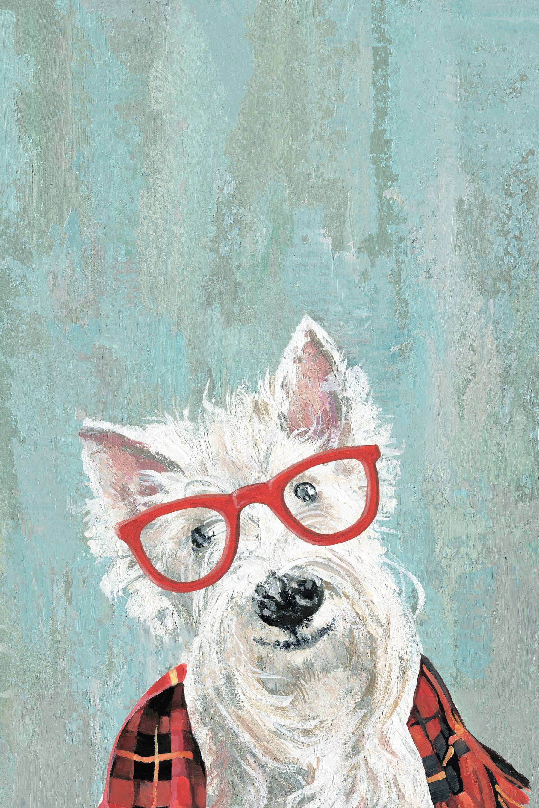 Marmont Hill "Furry Dog in a Sunglass" Painting Print on Wrapped Canvas